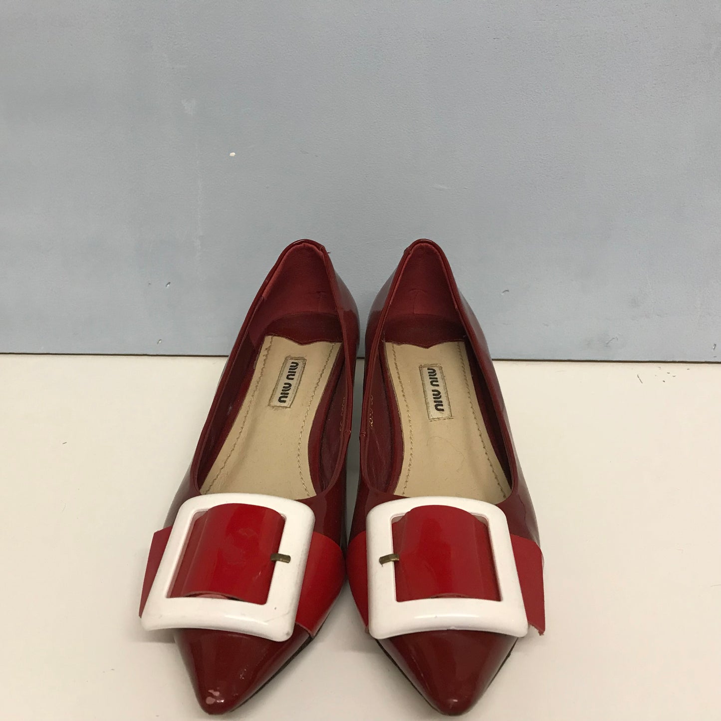 Mui Mui Womens Red Heeled Pumps Size 39