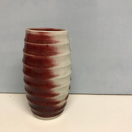 1980s Bergundy and Grey Vase