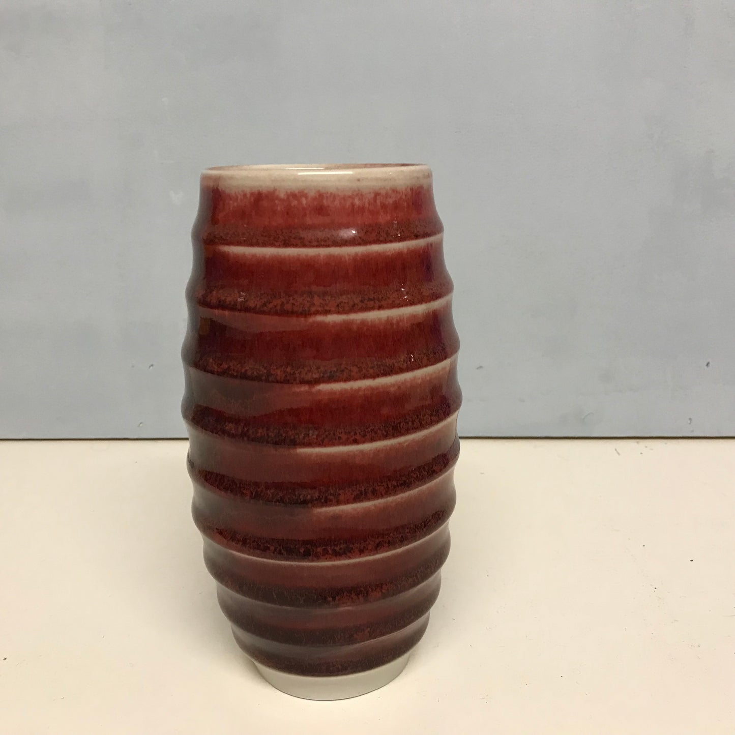 1980s Bergundy and Grey Vase